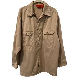 Jeep Workwear Long Sleeve Cotton Button Up Shirt Men’s Medium Beige Tan Shacket